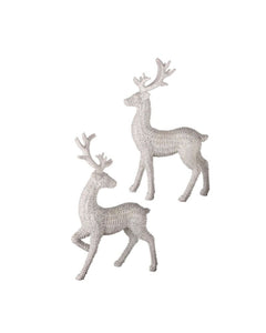 18" RESIN FROSTED WHITE RATTAN DEER C/U