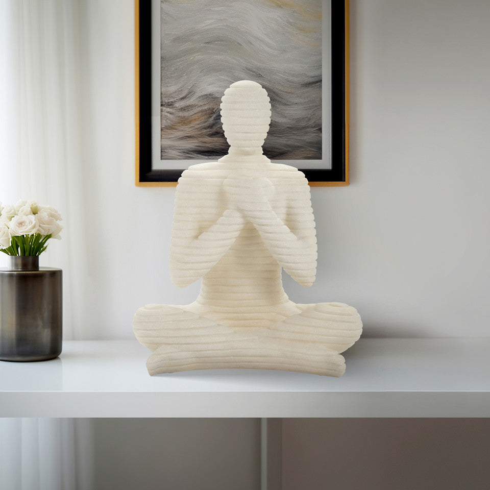 25'' AVALON ZEN QUARTZ RESIN  STATUARY, WHITE