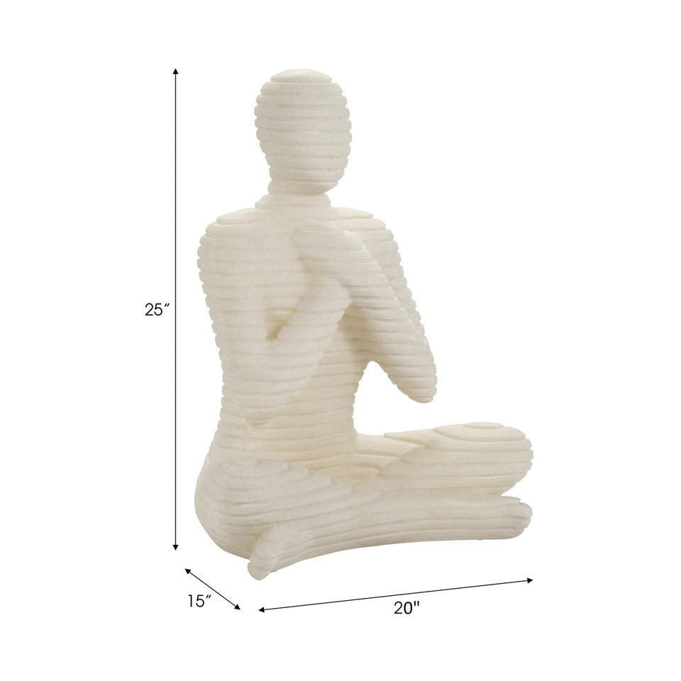 25'' AVALON ZEN QUARTZ RESIN  STATUARY, WHITE