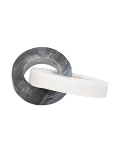 MARBLE 8" DOUBLE RING, WHITE/BLACK