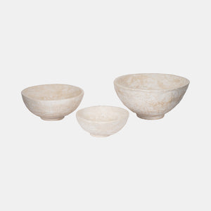 PAPER MACHE BOWLS, WHITE